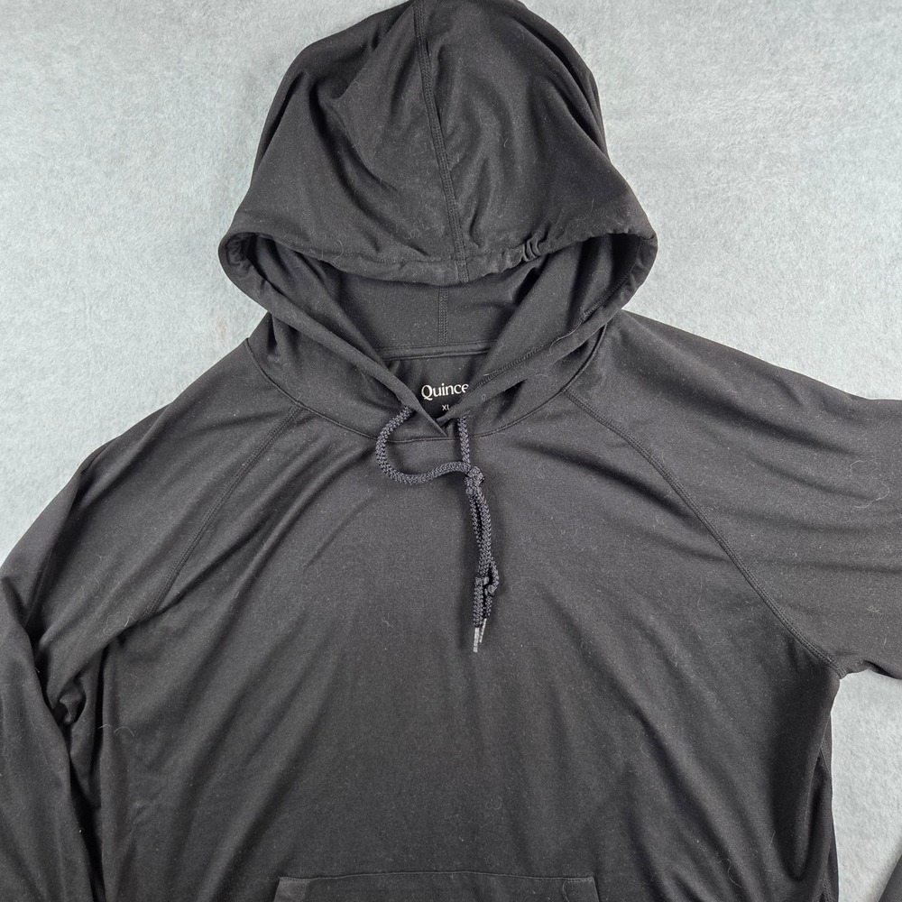 Quince Hoodie Mens XL Black Lightweight Raglan Sleeve Kangaroo Pocket